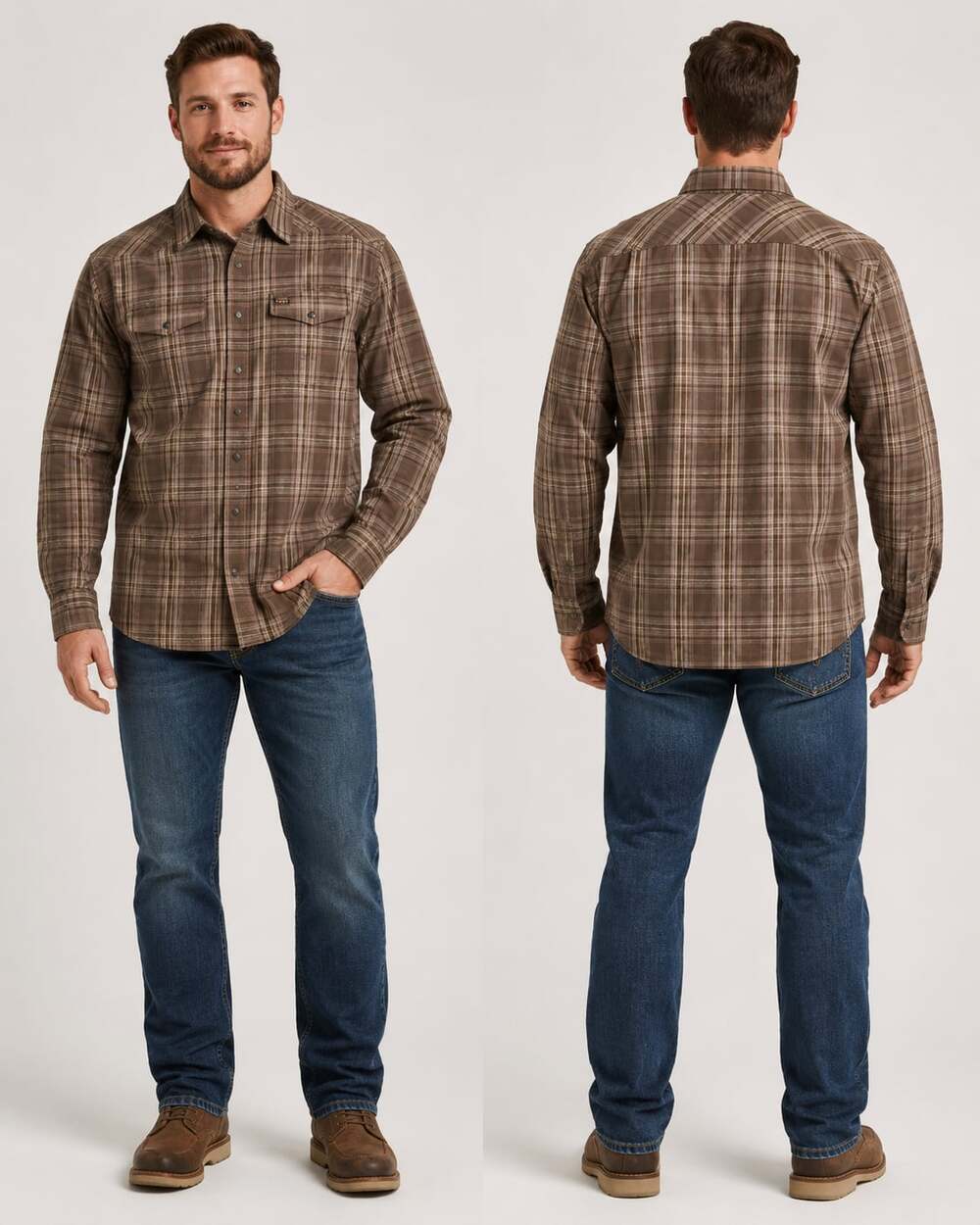 Ariat Rebar Men's Brown Plaid Insulated Flannel Shirt Jacket Shacket Medium